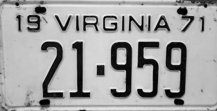 A 1971 Virginia license plate